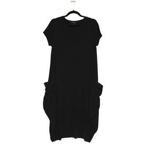 Beach Vibe Black Flowy Loose Midi Dress Size Medium